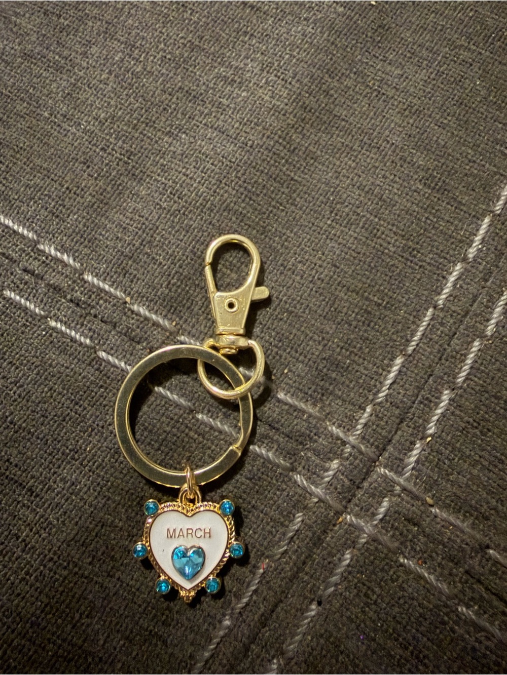 Faux Gold March Birthstone Heart Keychain - Unbranded